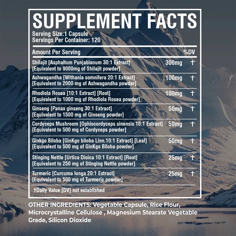 Shilajit and Ashwagandha Multi-Supplement Mix